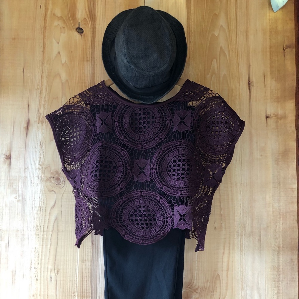 Deep purple/ maroon crotchet crop top